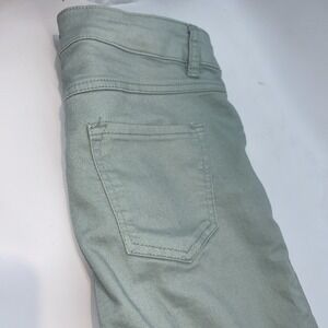 d. jeans Capri Womens Size Flat front Pockets button zip Stretch Mint Green